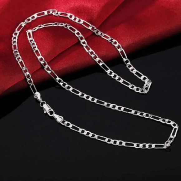 925 Sterling Silver Flat Chain Link Necklace - Picture 1 of 4